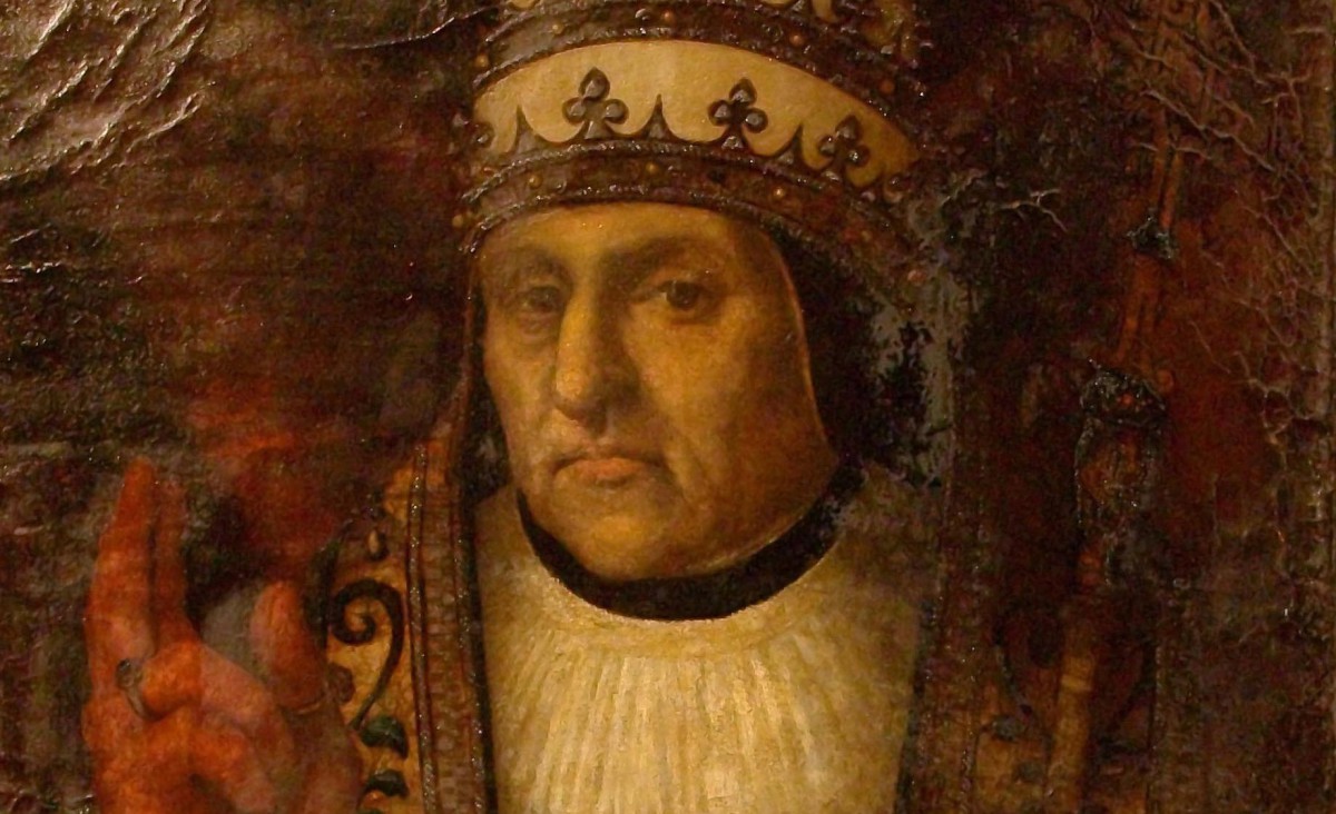 Retrat d'Alfons de Borja com a papa Calixt III, obra de Joan de Joanes (1523-1479) de la sèrie de prelats valencians de la catedral de València.